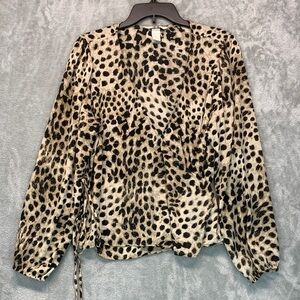 H&M Leopard Print Wrap Sheer Top Size L